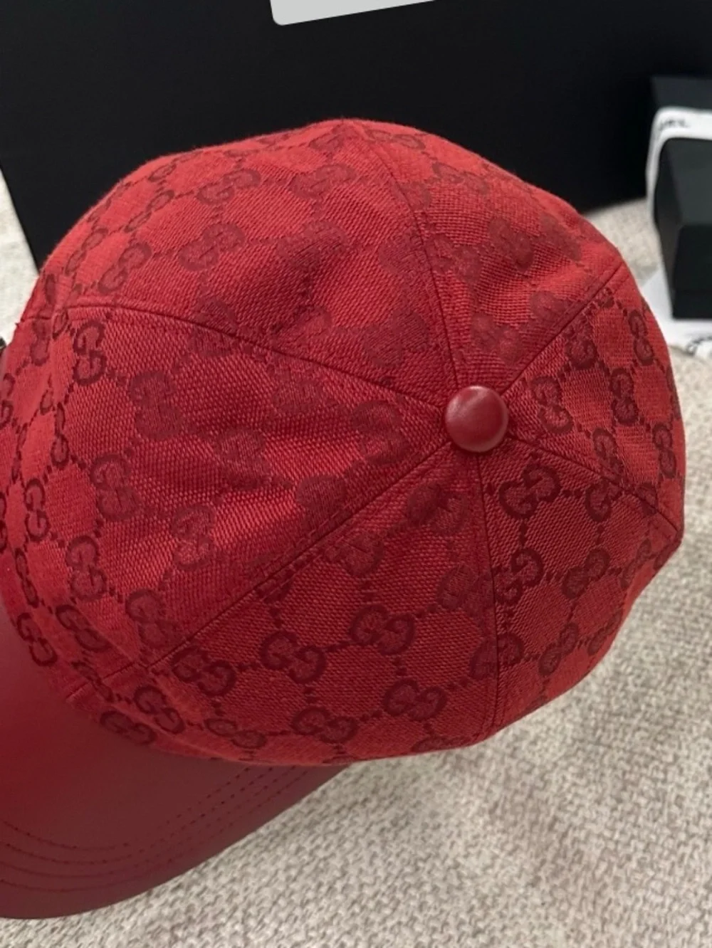 Double G Designer Red Burgundy Letter Logo Monogram Baseball Hat Cap
